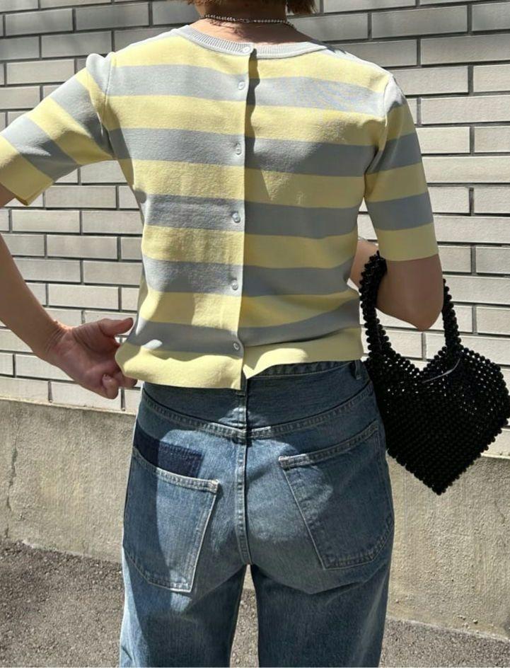 SHENERY シーナリー 前後 2WAY ショートスリーブニット ピンク SHENERY 2WAYボーダーショートスリーブニット - メルカリ