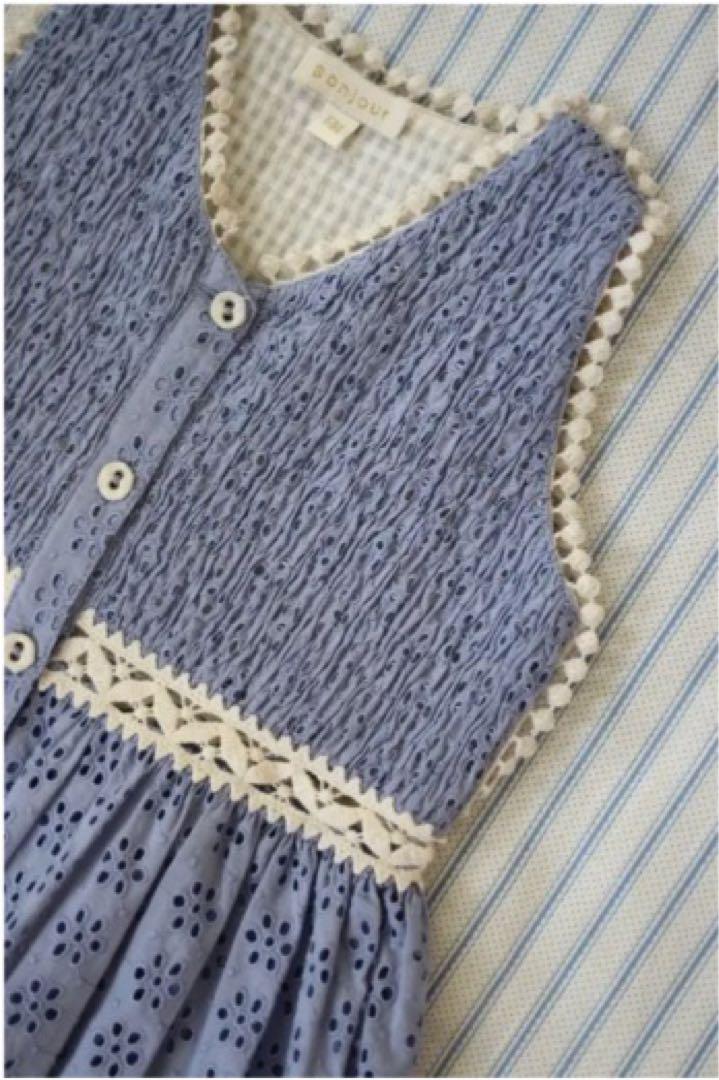 ワンピース SS24 Bonjour Diary IBIZA DRESS Blue lace