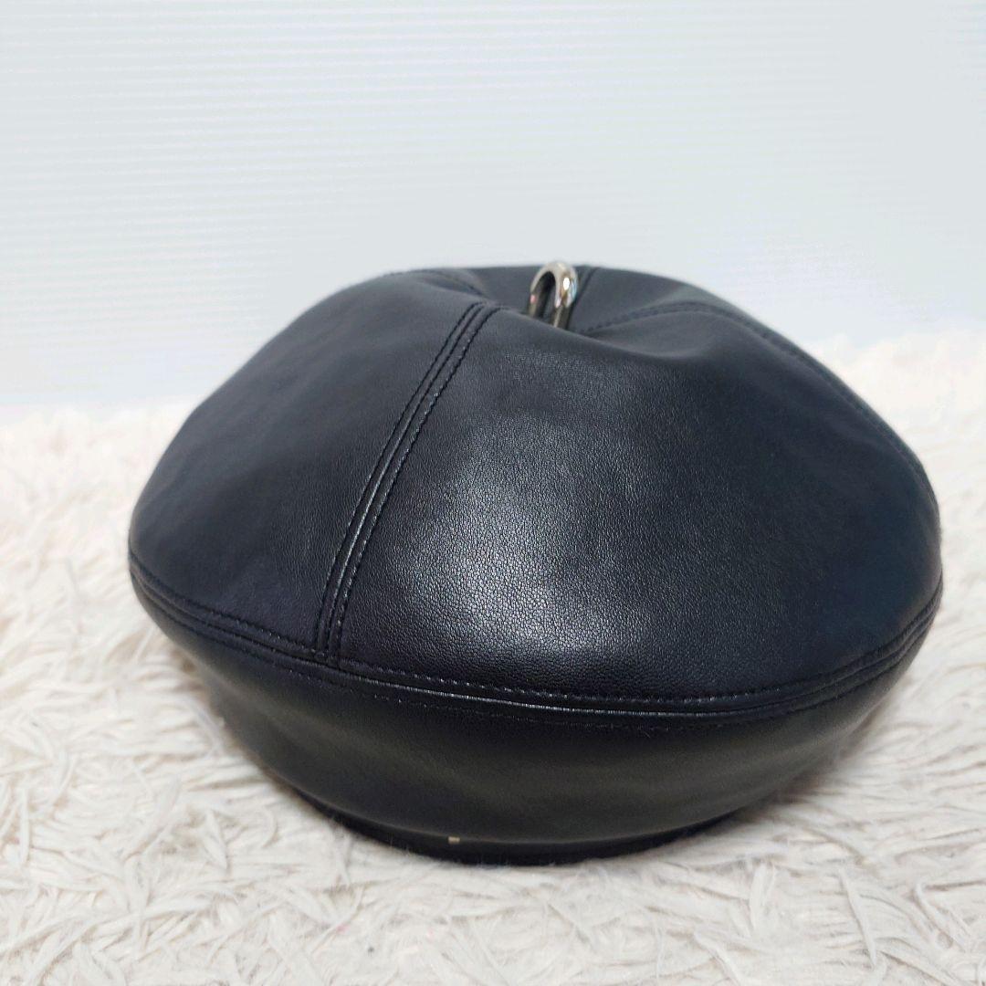美品 CA4LA PIGNON 12 日本製 合成皮革 ベレー帽 ブラック 黒色