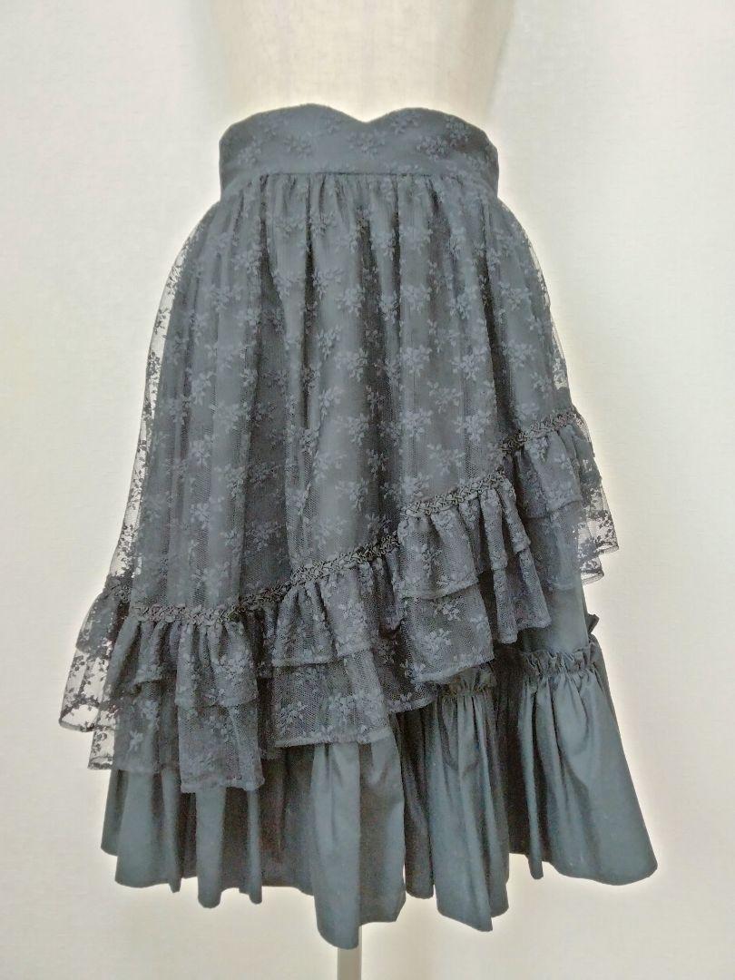 Victorianmaiden　フラワリーレーススカート　ロリィタ　黒