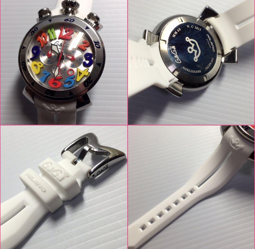 確実正規 稼働品 ガガミラノ 48mm クロノグラフ マルチカラー ベルト新品