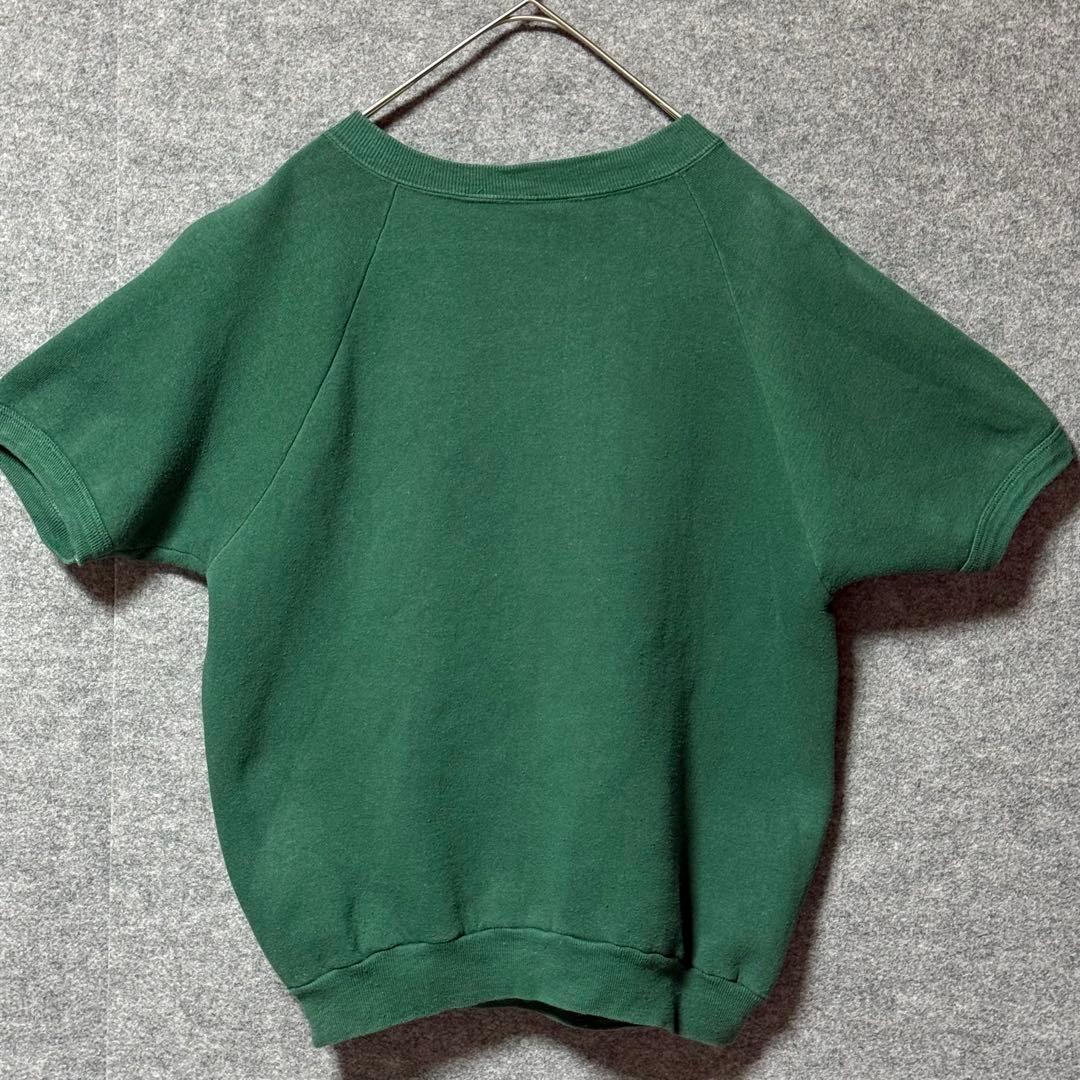 70s USA製　ラッセル　半袖スウェット　無地ダークグリーン　RUSSELL