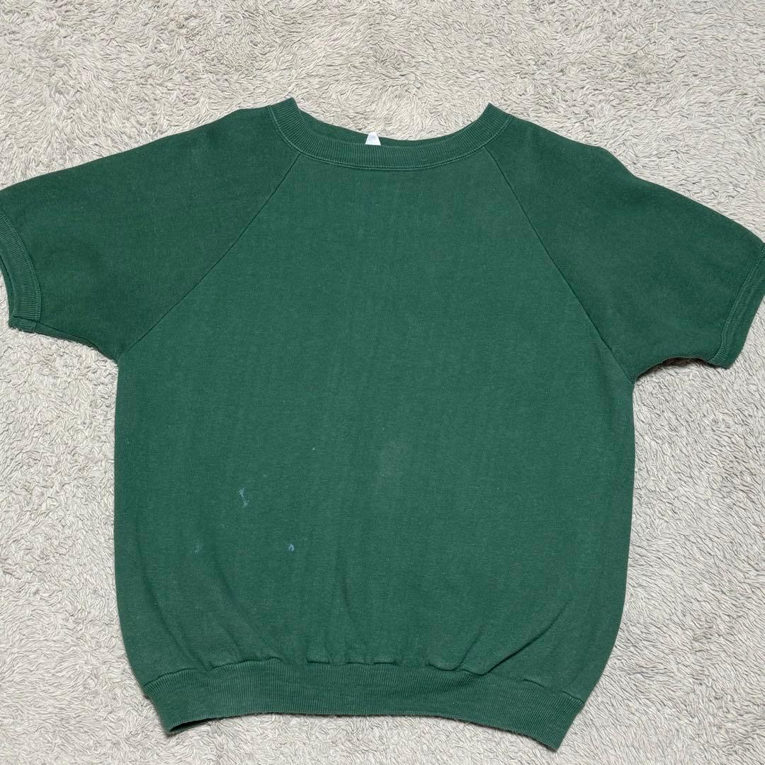 70s USA製　ラッセル　半袖スウェット　無地ダークグリーン　RUSSELL