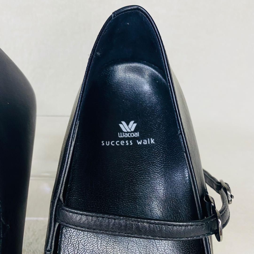 美品✨ワコール サクセスウォーク ストラップ パンプス 23.5 黒 レザー