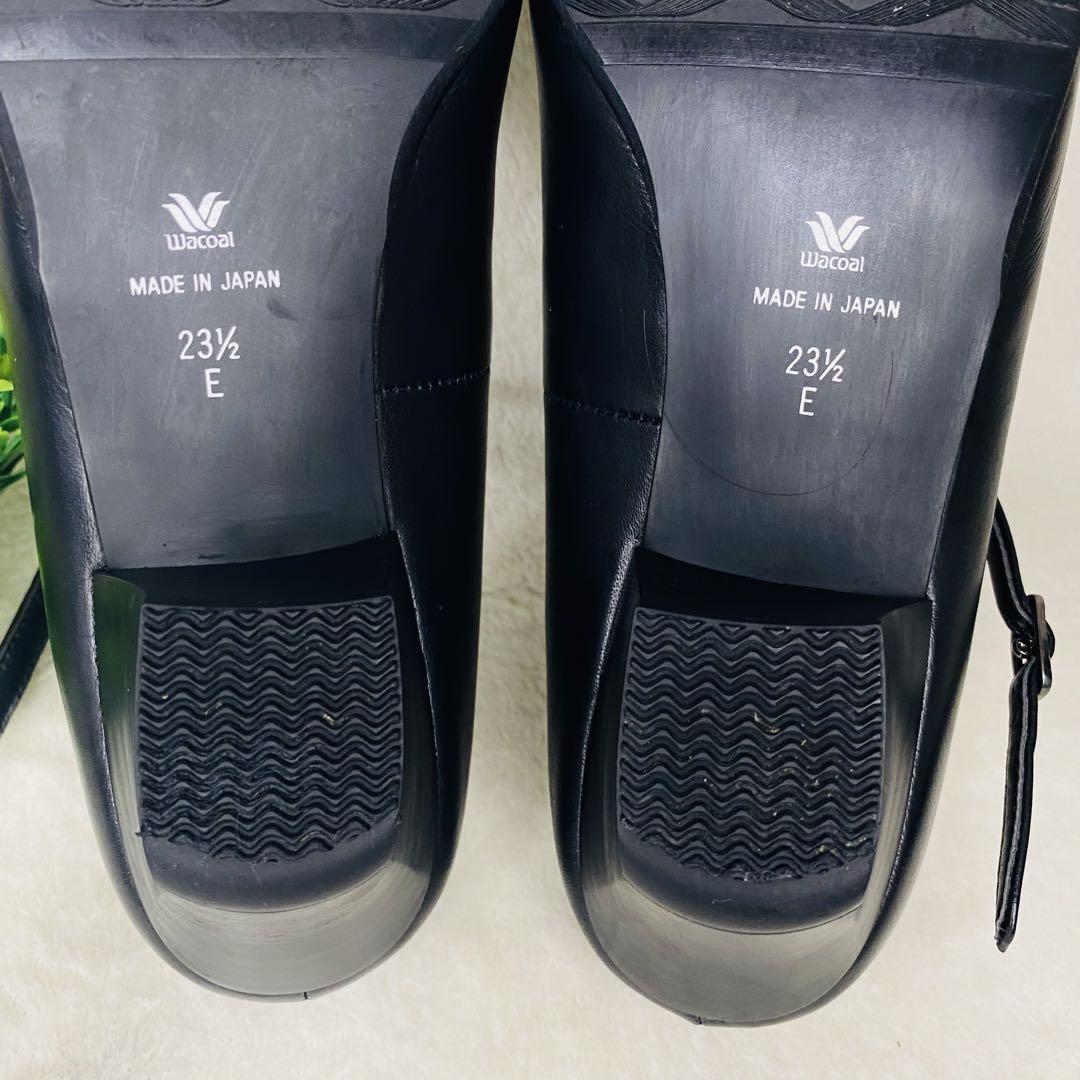 美品✨ワコール サクセスウォーク ストラップ パンプス 23.5 黒 レザー
