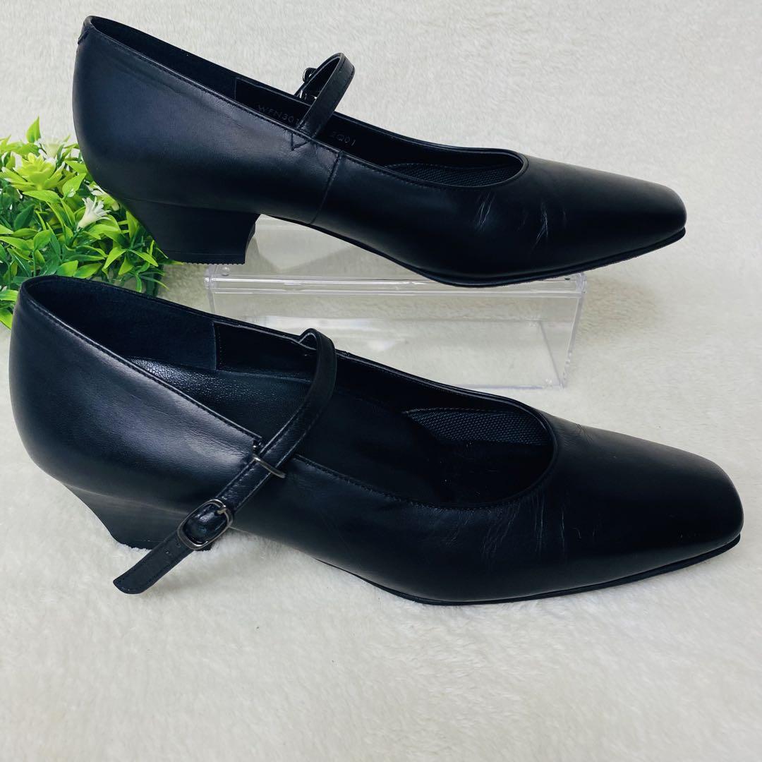 美品✨ワコール サクセスウォーク ストラップ パンプス 23.5 黒 レザー