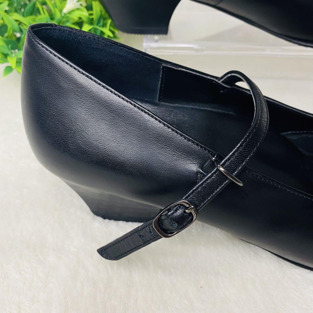 美品✨ワコール サクセスウォーク ストラップ パンプス 23.5 黒 レザー
