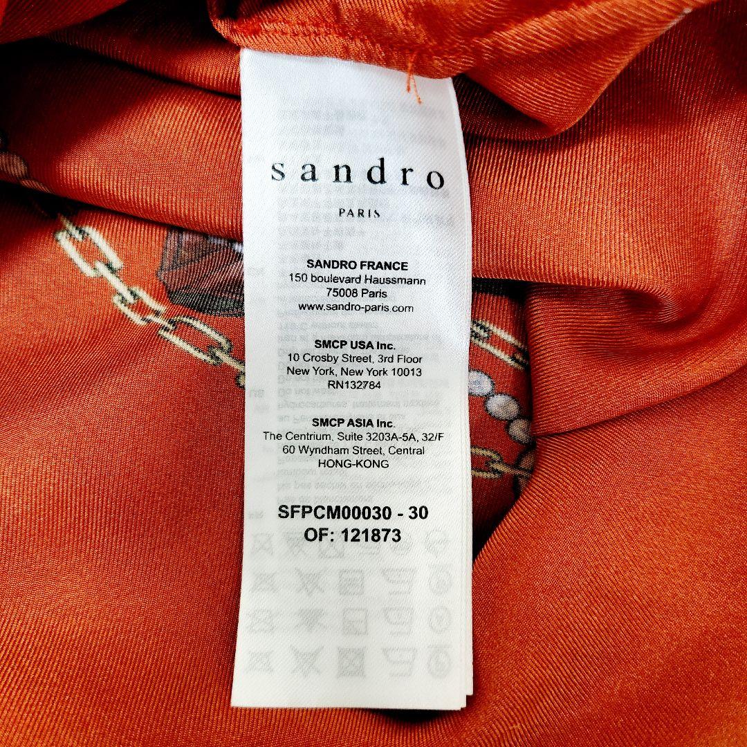 美品】sandro サンドロ シルク100% 総柄 長袖シャツ size3 赤