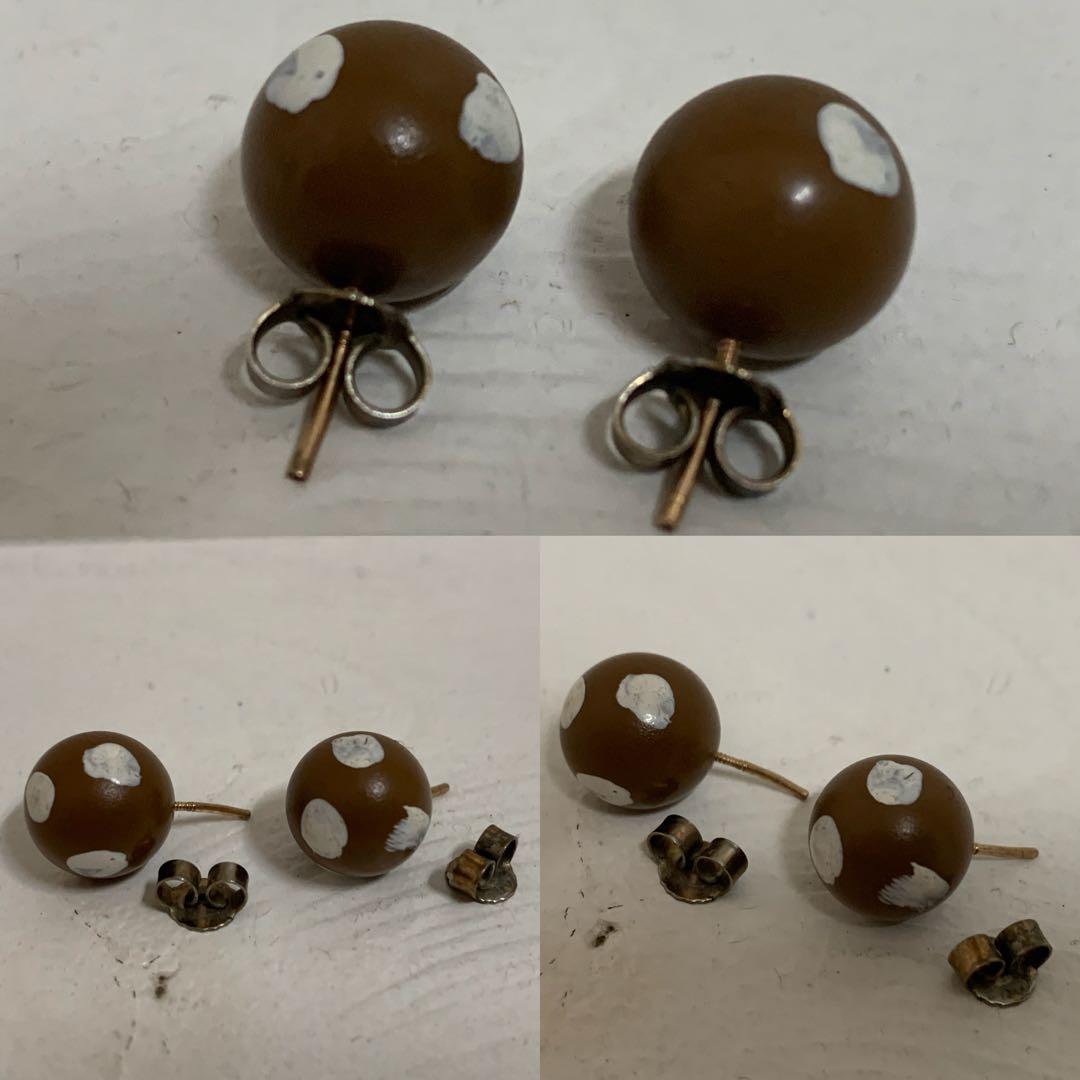 VINTAGE デッドストック カラフル ピアス2点セット グリーン ブラウン