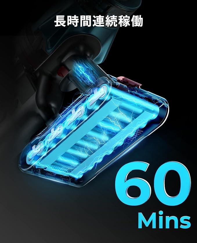 コードレス掃除機 【2024革新技術 550W 40kpa 60分長時間稼働】