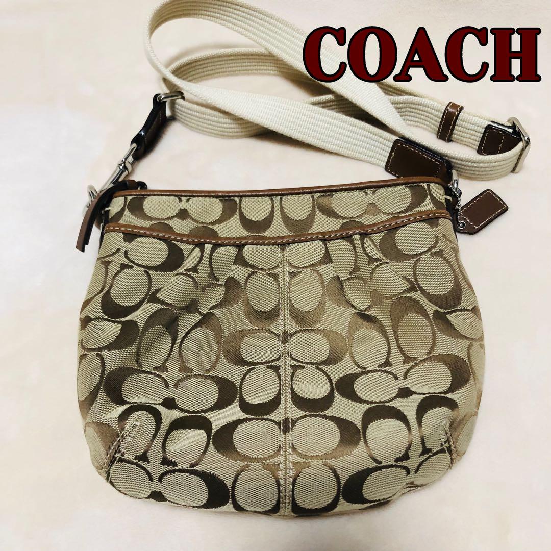 極美品 COACH ショルダーバッグ シグネチャー キャンバス F42835