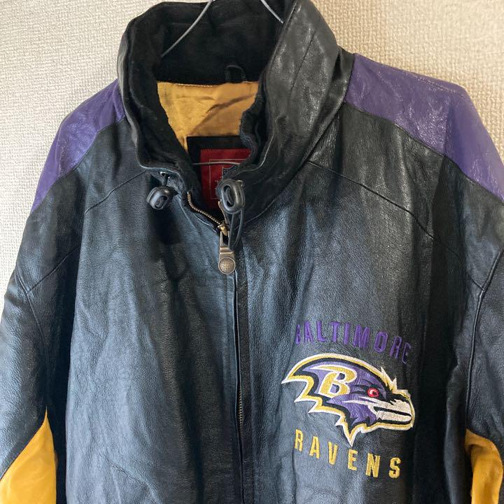 希少〕NFL ボルチモア・レイブンズ 刺繍 ワッペン スタジャン 黒 L