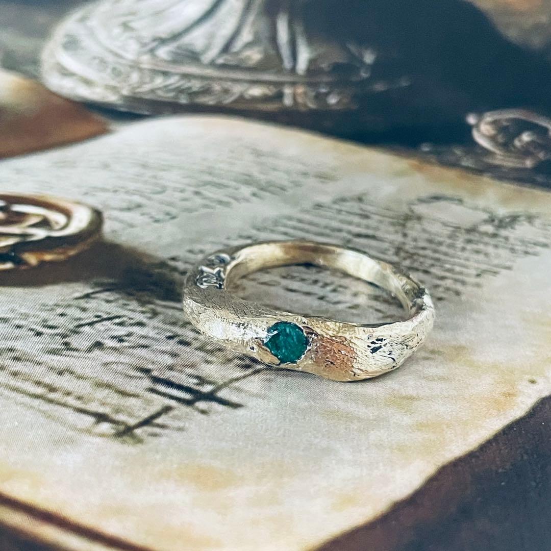 【LOOT】ancient ring 天然石エメラルド SWE #18アクセサリー