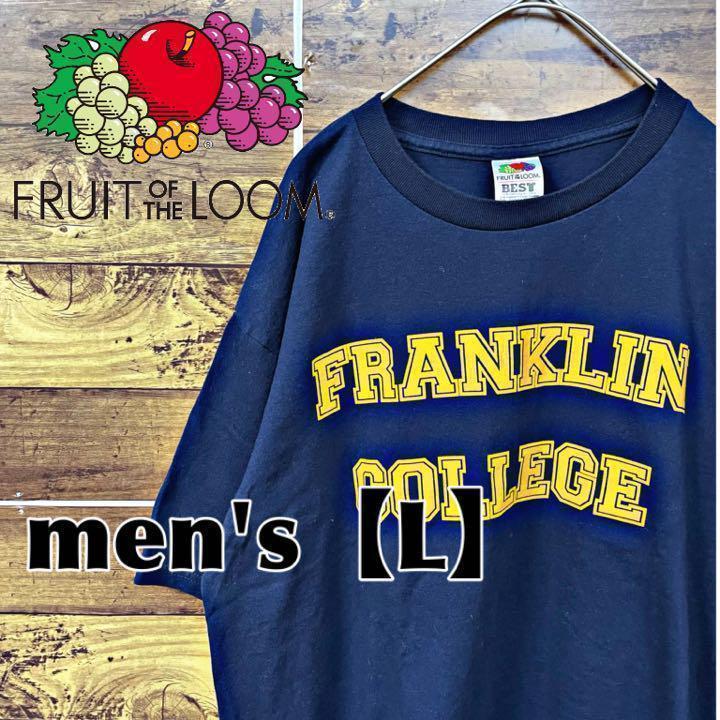 C86【フルーツオブザルーム】プリントTシャツ【メンズL】ネイビー