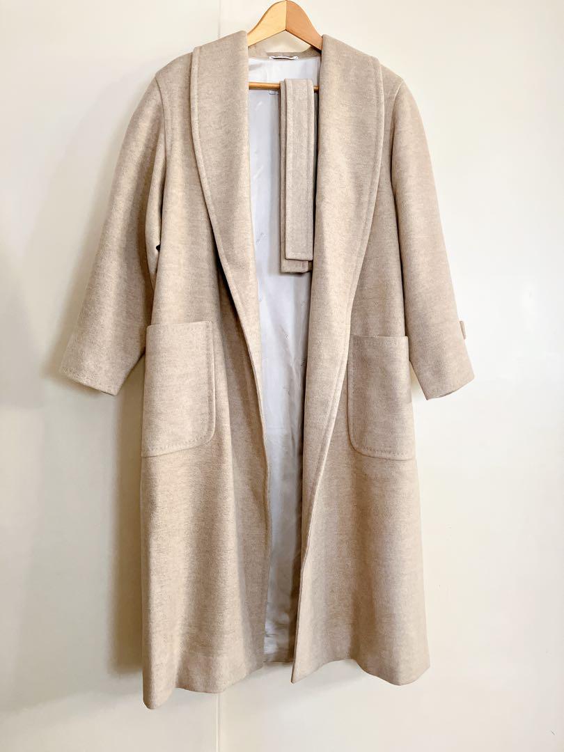 【Max Mara】ベージュガウンコート 白タグ カシミヤ100% ※価格交渉可