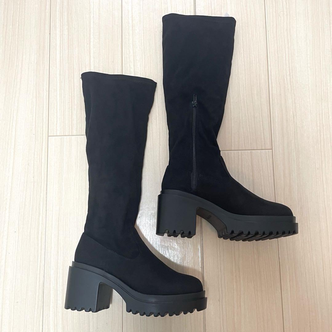 ynmr 未使用 Chico 厚底チャンキーストレッチロングブーツ
