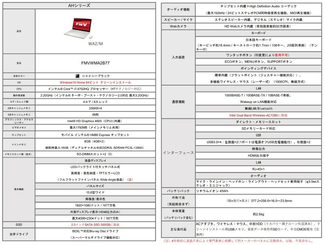 富士通 LIFEBOOK Corei7-4702HQ 8G SSD 500G wDGbK-m70258238080 在庫あ特価