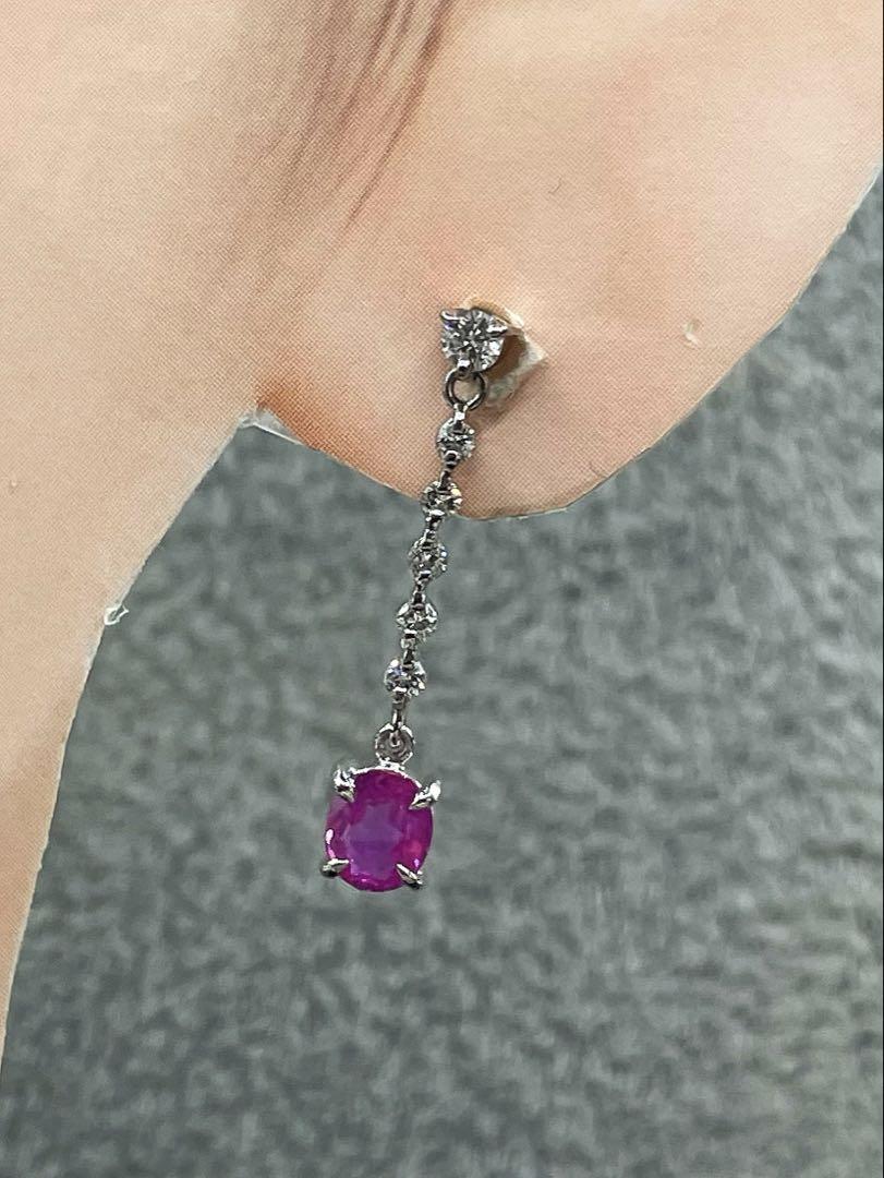 JE356☆高級 ピンクサファイア0.88ct ダイヤ pt ピアス - メルカリ