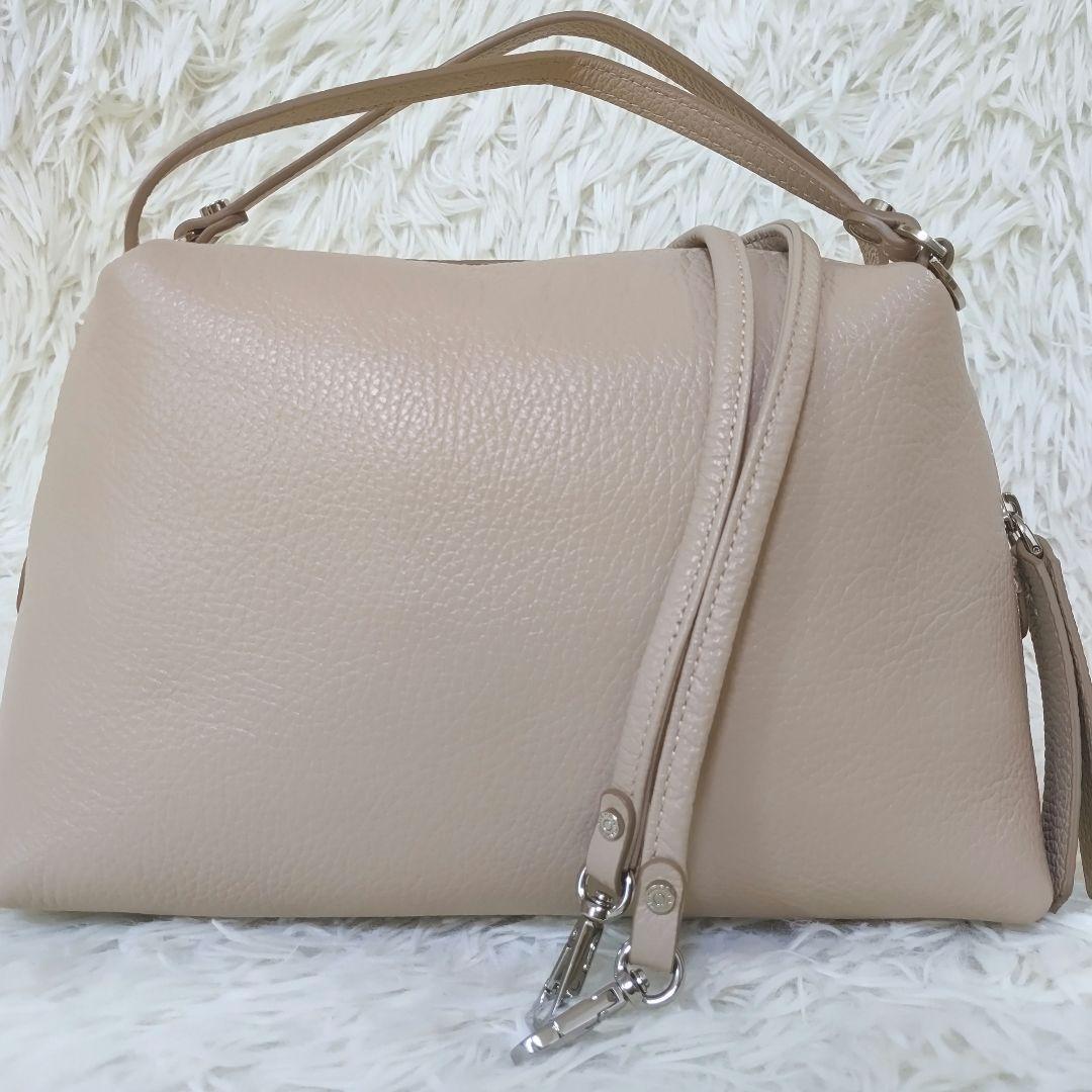 【極美品】ジャンニキャリーニ　アリファ M ベージュ　2way ショルダーバッグ