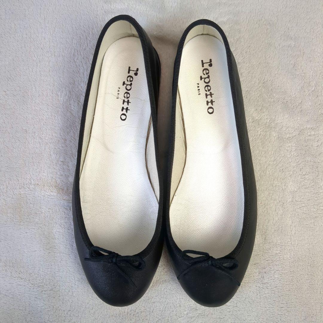 repetto レペット バレエシューズ リボン レザー ブラック サイズ37