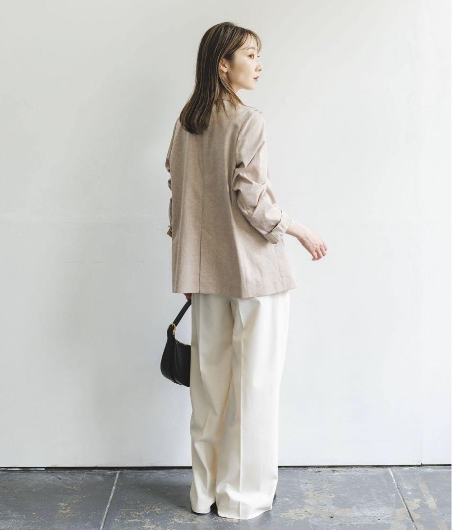 NOBLE 麻ストレッチピークドラペルダブルジャケット2(2024S/S) 追加》麻ストレッチピークドラペルダブルジャケット（テーラード