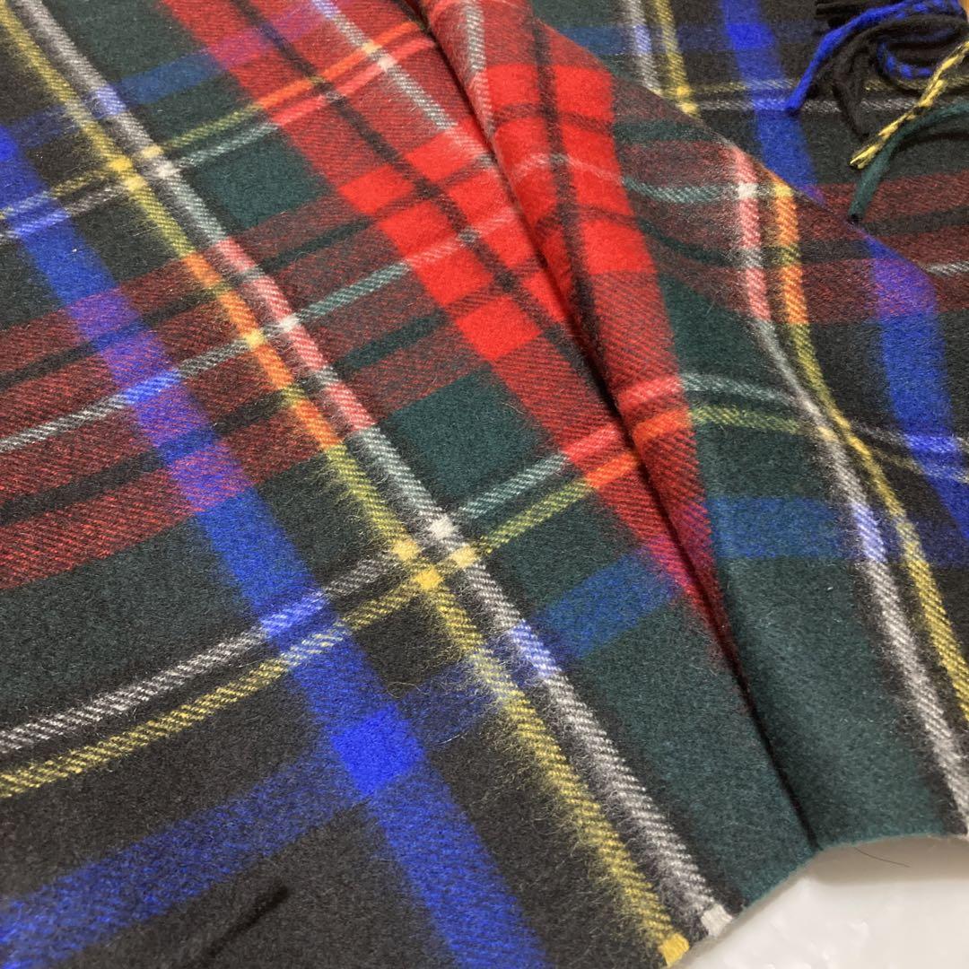 極美品 ジョンストンズ カシミヤ100% 中判ストール ブラックスチュアート