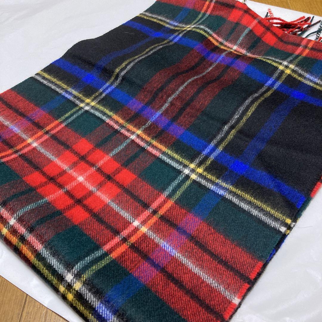 極美品 ジョンストンズ カシミヤ100% 中判ストール ブラックスチュアート
