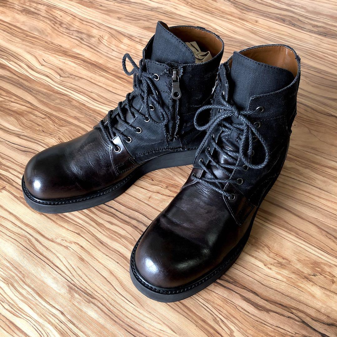 新品／26,5㎝、27㎝／グラム glamb／ダメージ加工 レザーブーツ／②