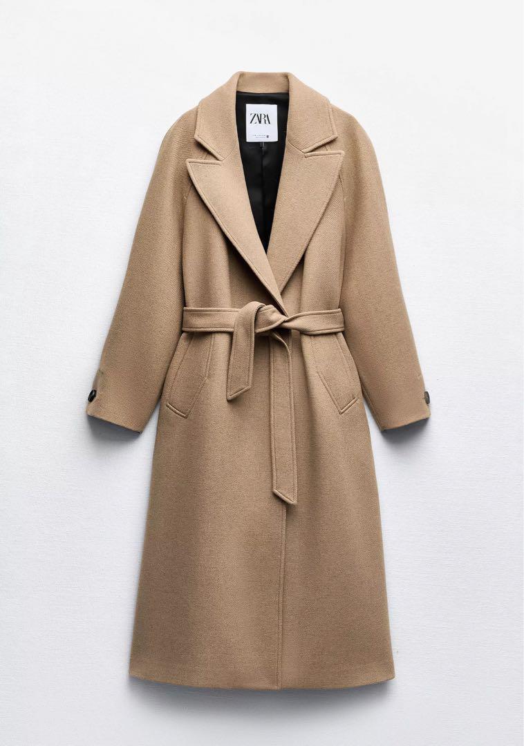 ZARA ベージュ ベルト付きロングコート