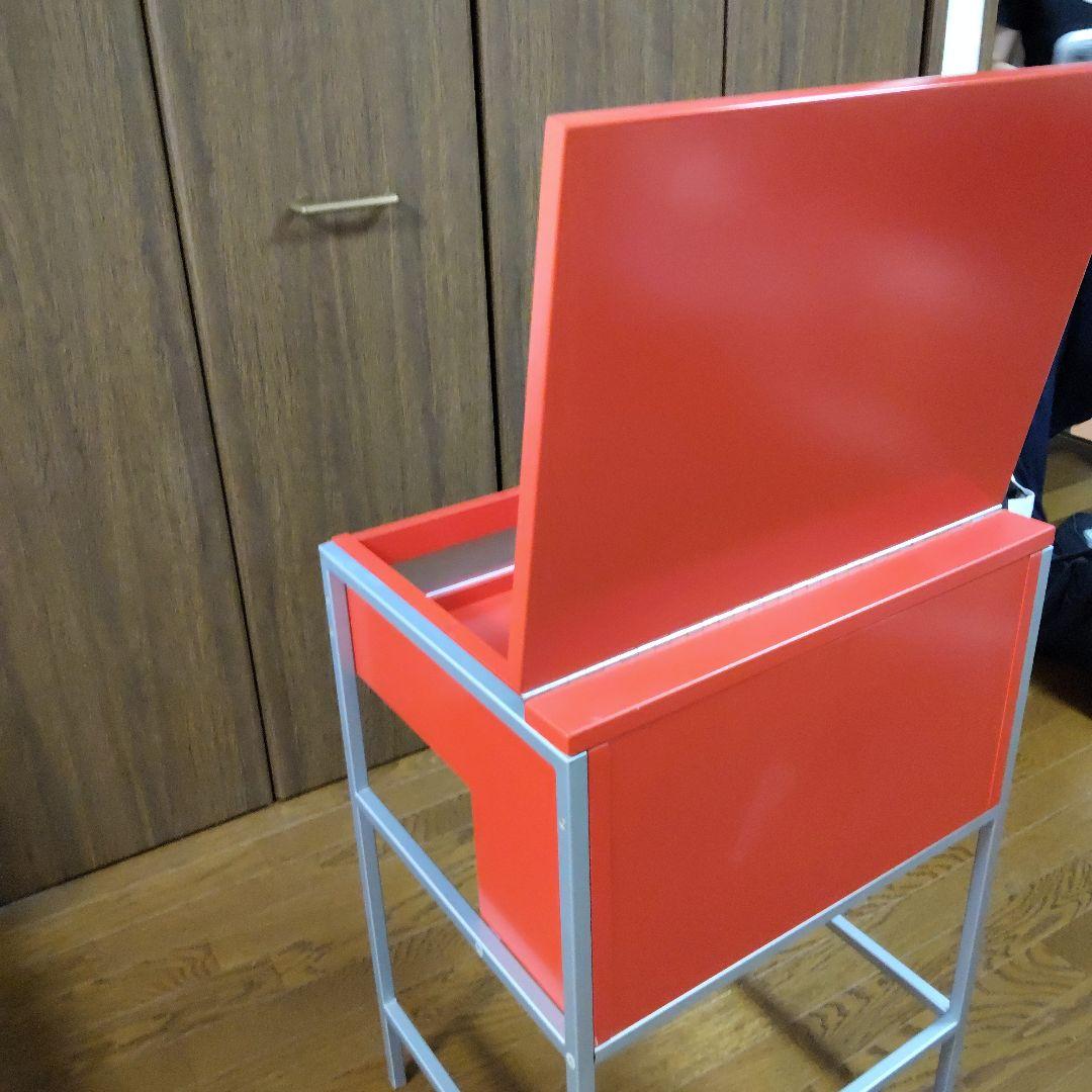 キャビネット　鏡台　ミラー　収納付きミラー　真っ赤な鏡台　脚はスチール