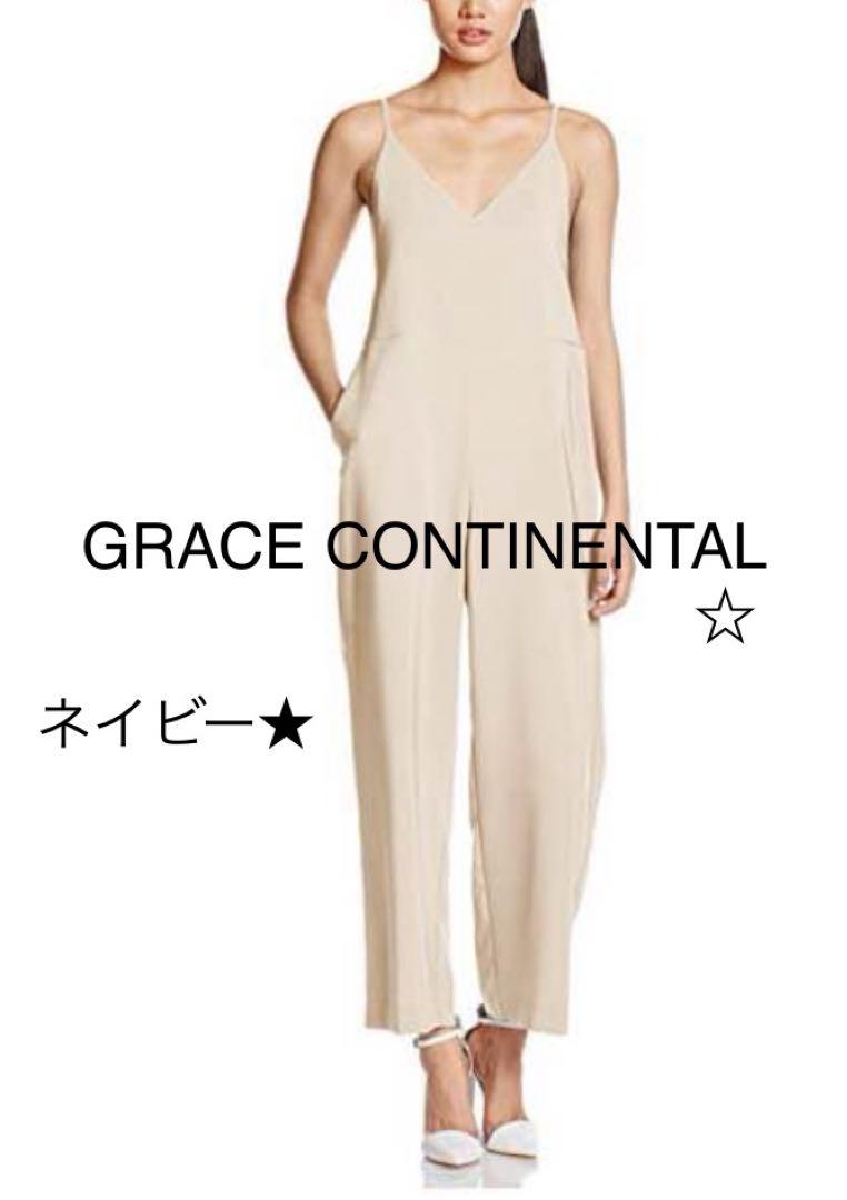 美品3万★グレースコンチネンタル　ダイアグラム　トリアセツイルサロペットネイビー