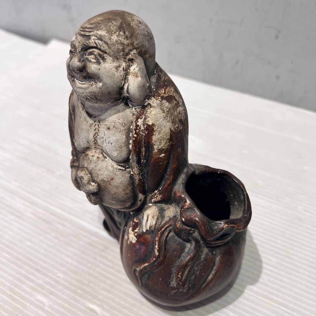 陶器製 古美術　布袋様　陶器置物　九谷焼　陶名あり　七福神