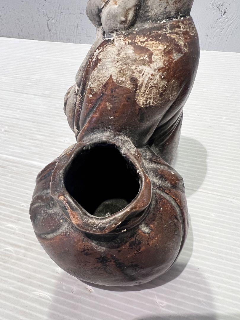 陶器製 古美術　布袋様　陶器置物　九谷焼　陶名あり　七福神