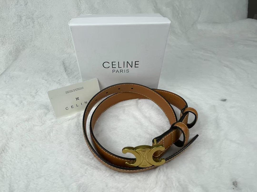 CELINE ブラウンレザーベルト ゴールドバックル 85 CELINE ブラウンレザーベルト ゴールドバックル85 - メルカリ