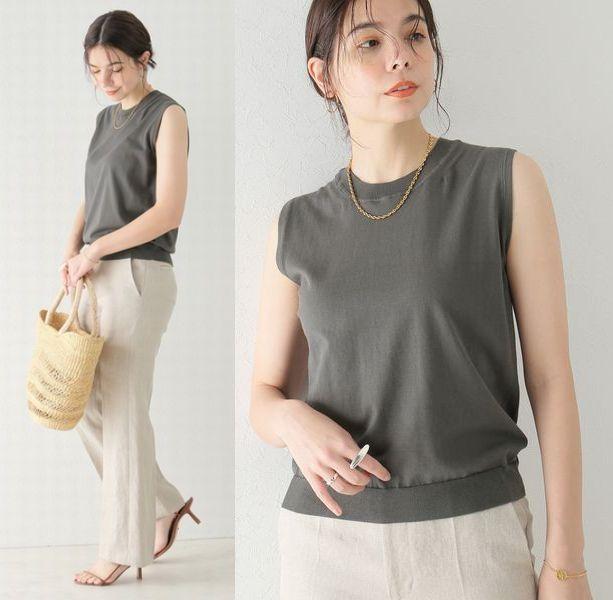 Plage プラージュ コットン スリーブレスニット