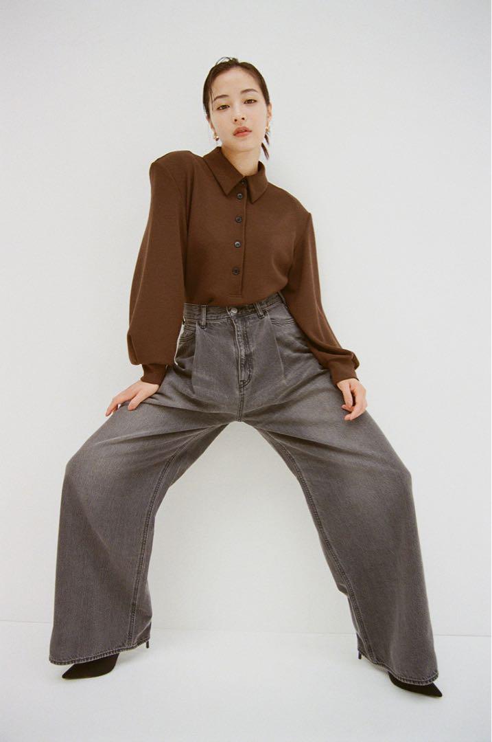 SuzuHirose×CLANE TUCK WIDE DENIM PANTS