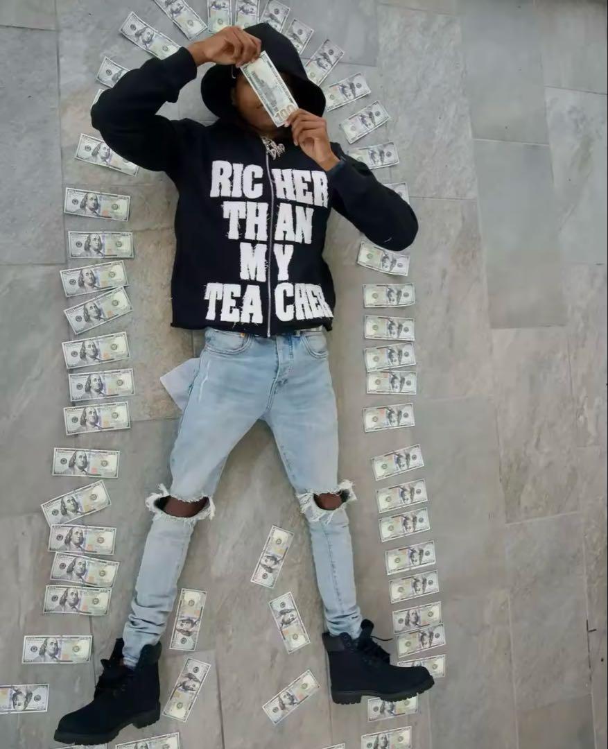 トップス RICHER THAN MY TEACHER foodie Black
