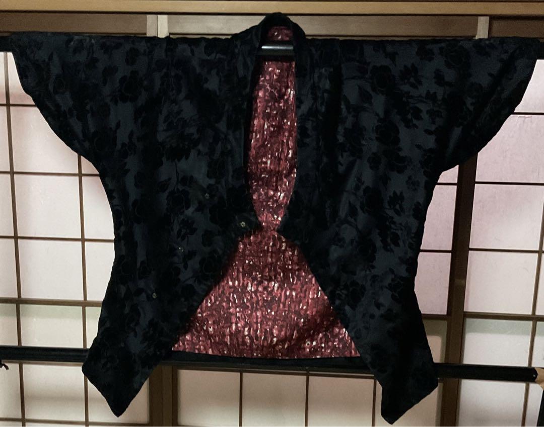黒 花柄 防寒コート　　889