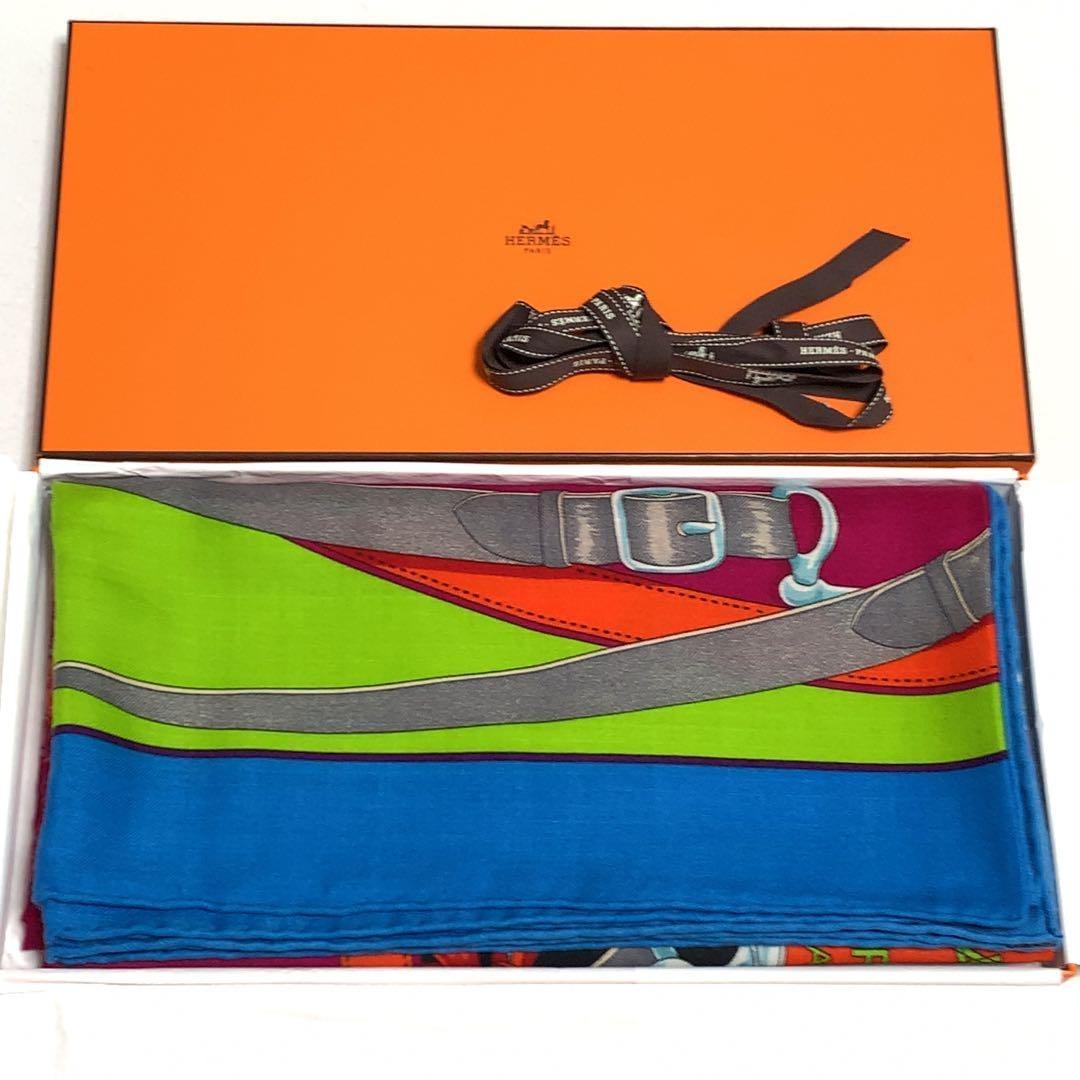 ☆2023年☆HERMES カレ140 カシミヤ スカーフ 朝の散歩 0761s