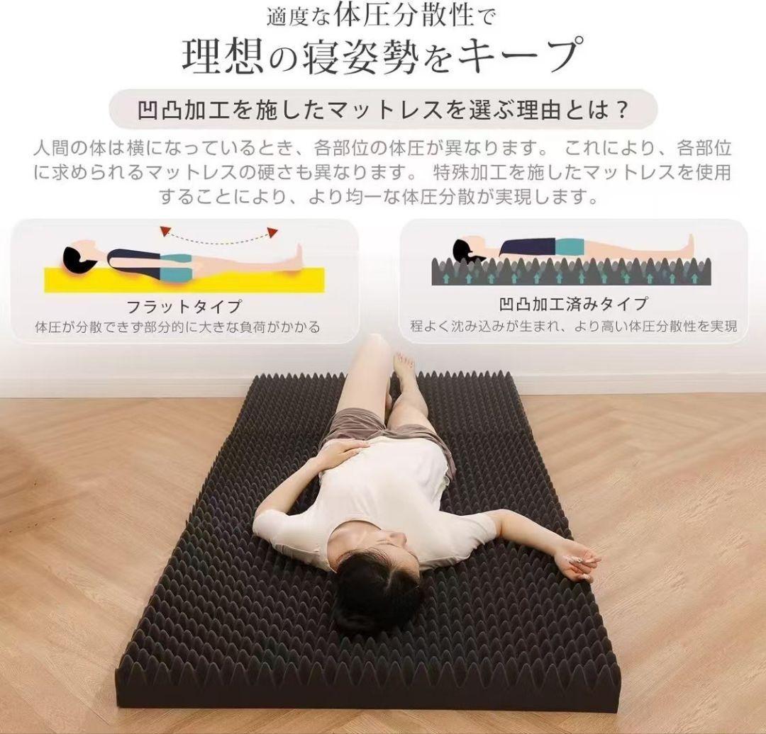 新品✨マットレス ダブル 厚さ8cm 折りたたみ 3つ折り グレー 高反発 快眠