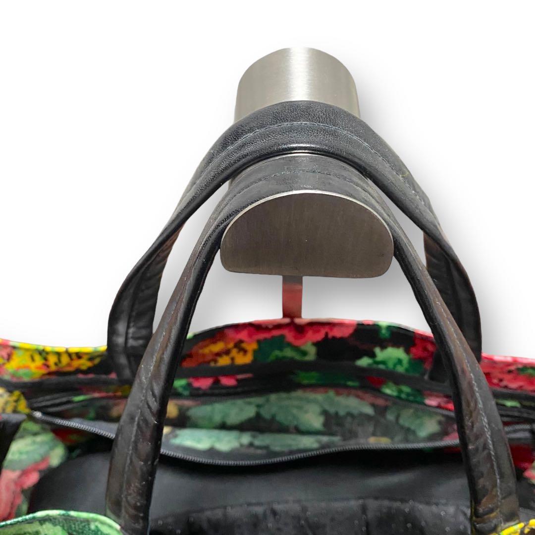 美品　フェイラー　トートバッグ　黒　花柄　総柄　FEILER　ナイロン　u6 美品 フェイラー トートバッグ 黒 花柄 総柄 FEILER ナイロン u6