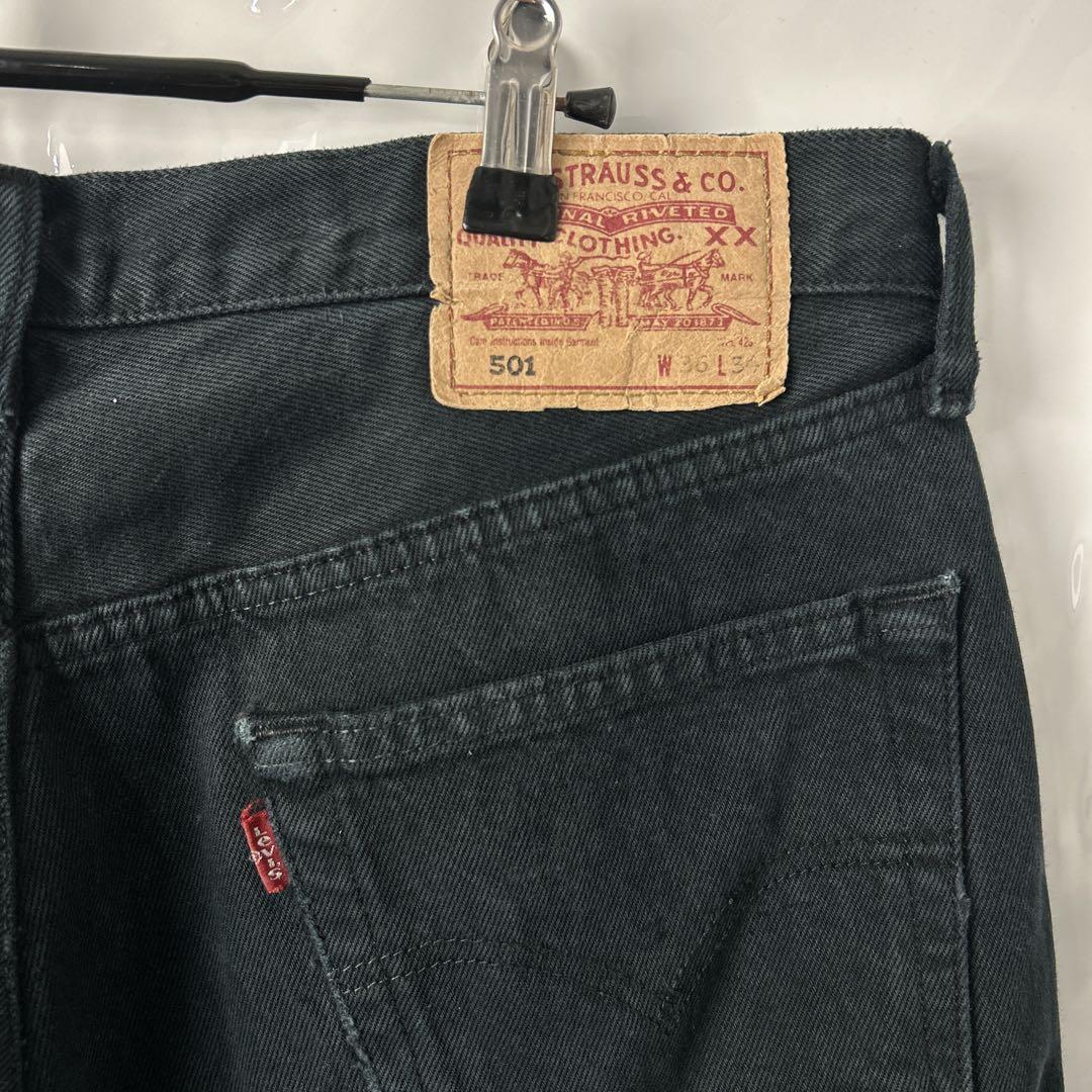 リーバイス501 ハーフパンツ 丈長め ブラックデニム ジーパン 半