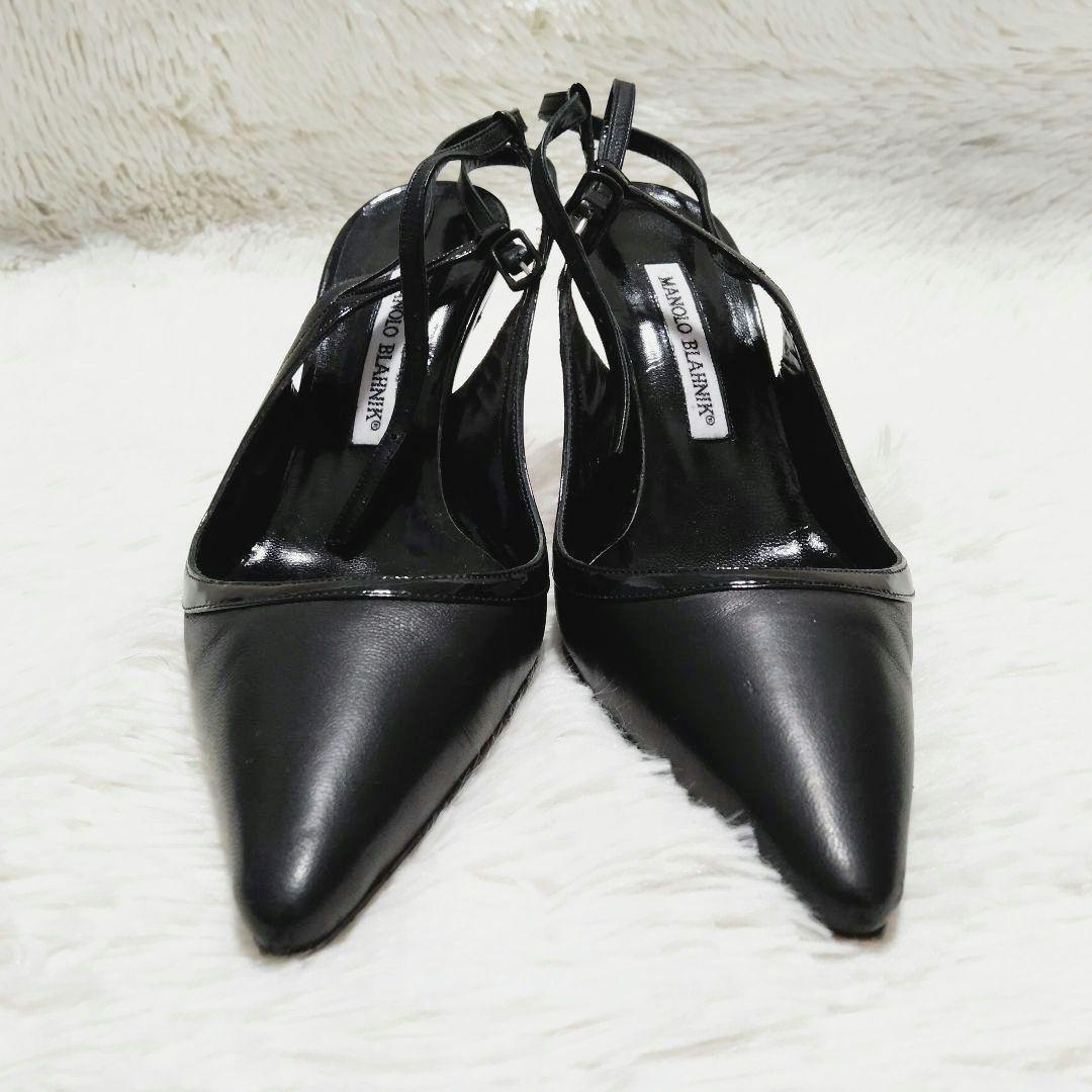 箱付き/美品＊マノロブラニク キャロリン バッグストラップ【36】ブルー 箱付き/美品＊マノロブラニク キャロリン バッグストラップ【36