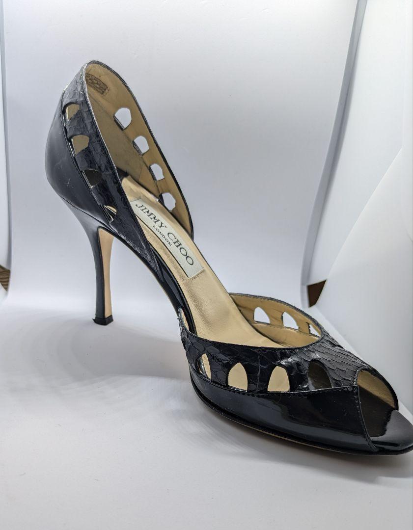 JIMMY CHOO NOAH93 ブラック☆オープントゥパンプス
