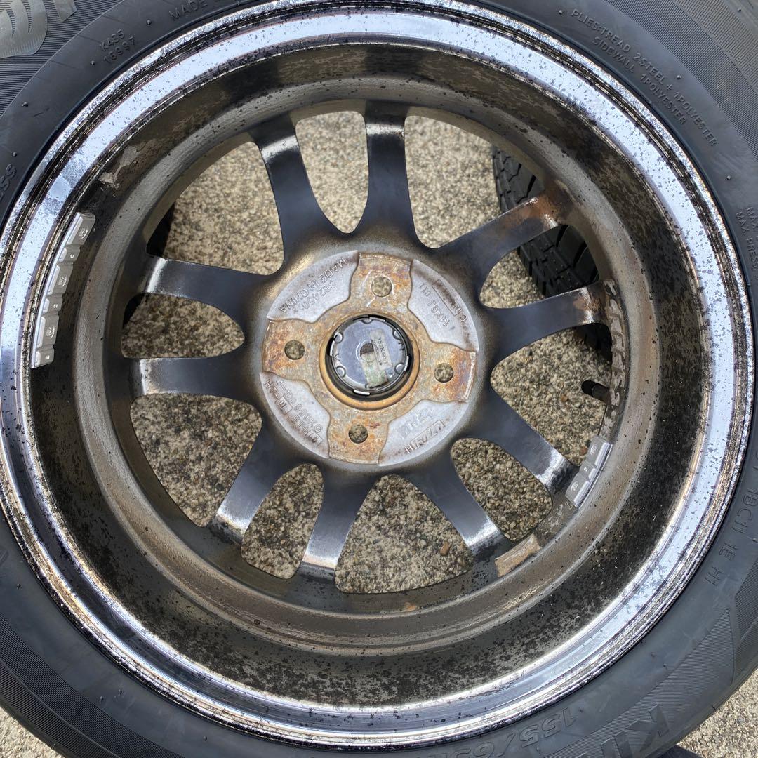 ◇中古再塗装アルミ+新品ハンコック155/65R14セット　タント