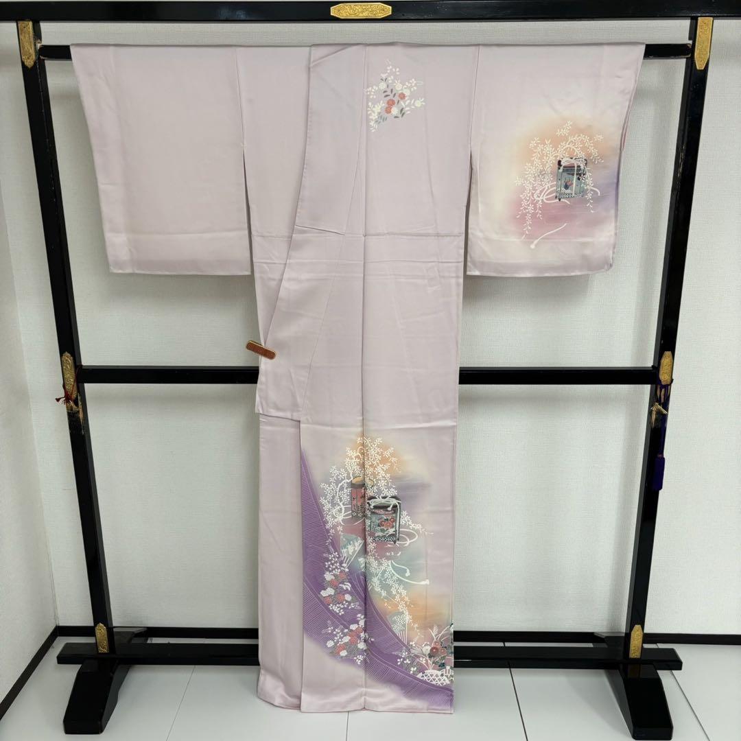 コリアグランドセール 2025 ラメ 花柄 裄67 上品 紋無し 付下げ 訪問着 着物 正絹 T-3463 着物・浴衣
