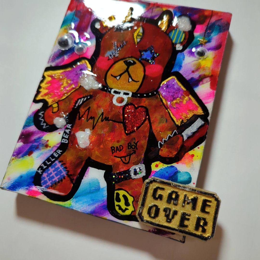 一点物イラストアート】Killer Bear【F0号】現代アート 美術品