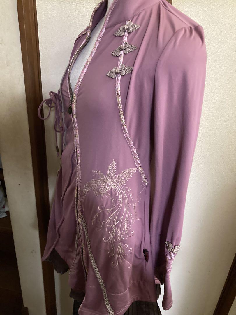 限定セール　OZZ 裏起毛ピンク旗袍風チュニックワンピース