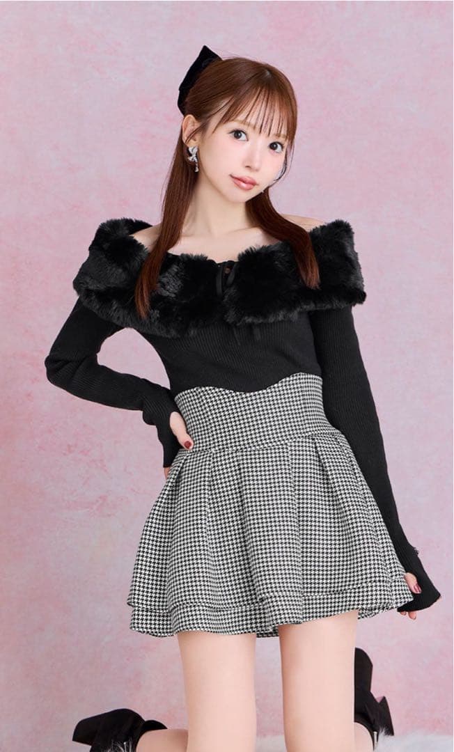 ミシェルマカロン michellMacaron 美脚になれるスカート 千鳥柄S michellMacaron