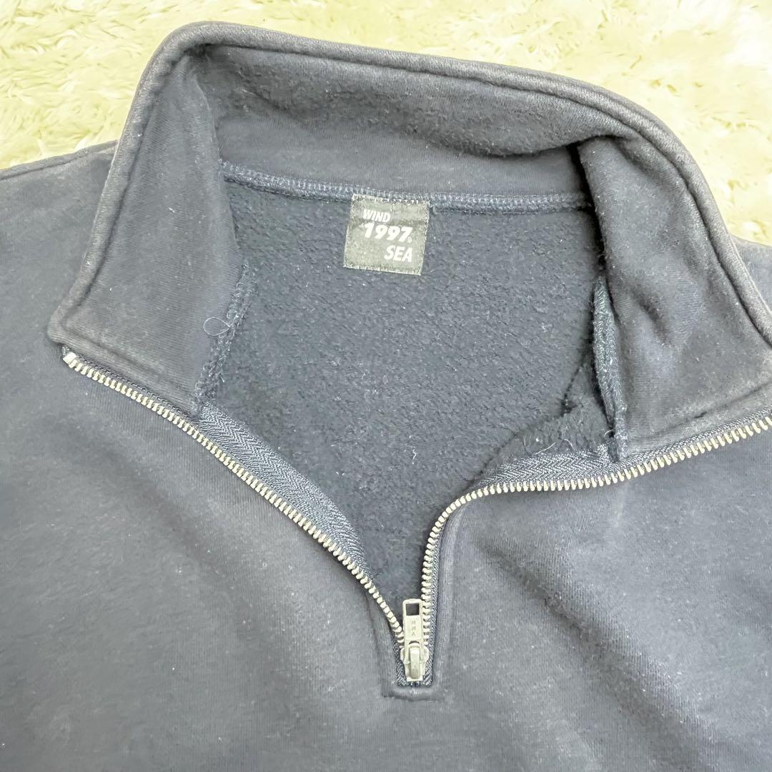 即完品✨WIND AND SEA ハーフジップ　ネイビー　スウェット　L